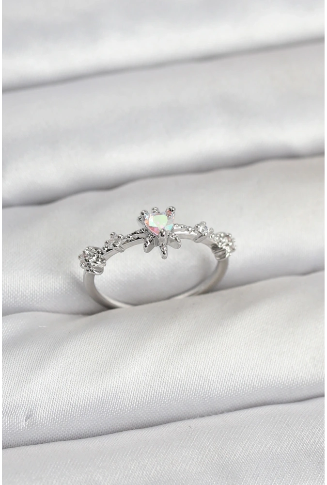 Shoecide Gümüş Renk Pirinç Yıldız Model Kadın Yüzük