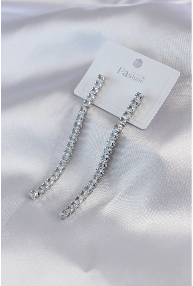 Shoecide Gümüş Renk Zirkon Taşlı Kadın Küpe