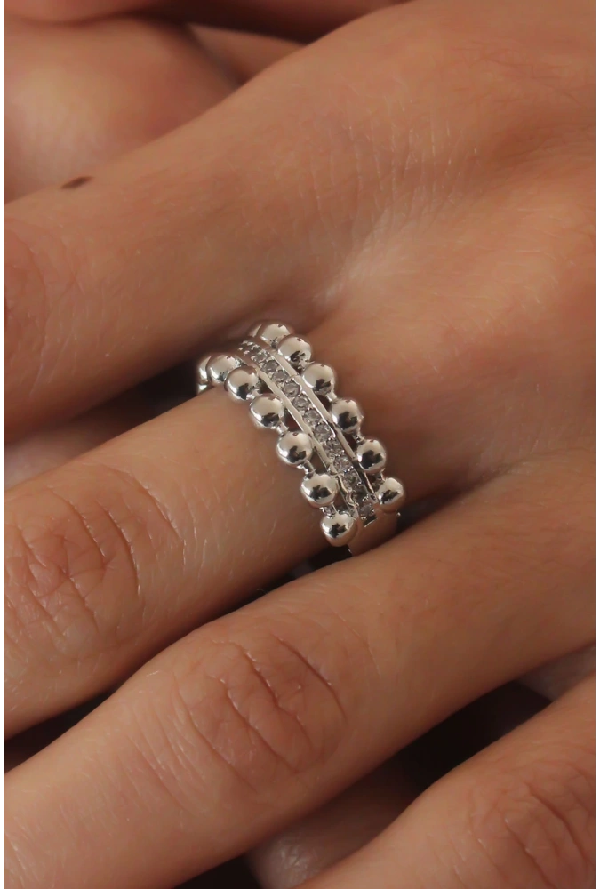 Shoecide Gümüş Renk Zirkon Taşlı Kadın Yüzük