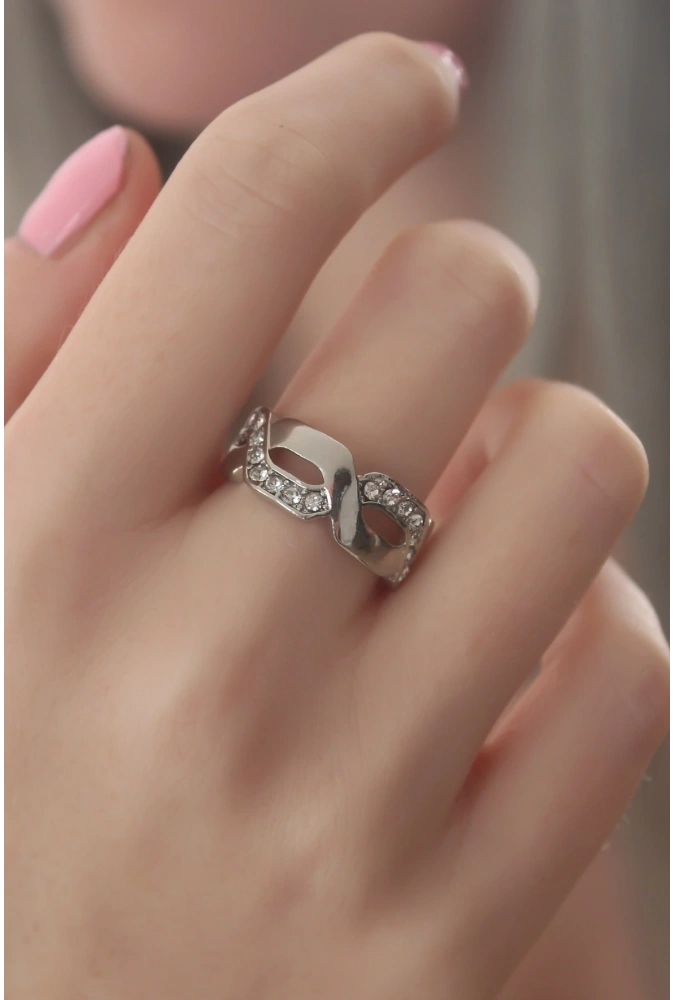 Shoecide Gümüş Renk Zirkon Taşlı Kadın Yüzük