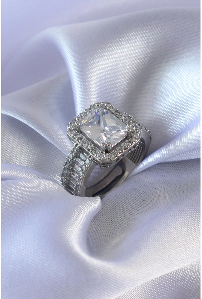 Shoecide Gümüş Renk Zirkon Taşlı Kadın Yüzük