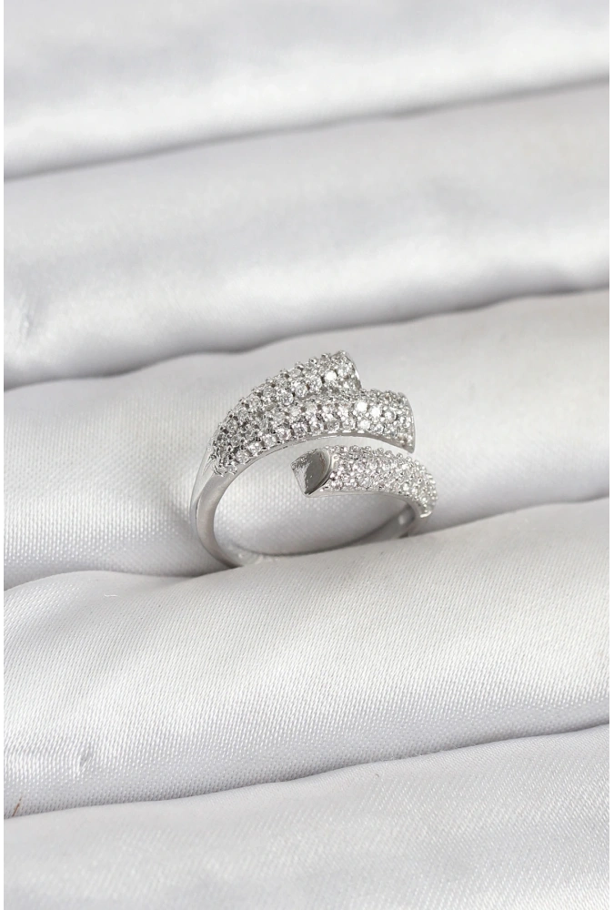 Shoecide Gümüş Renk Zirkon Taşlı Pirinç Kadın Yüzük