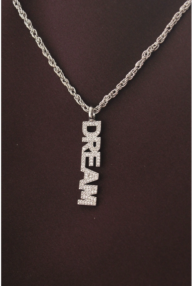 Shoecide Gümüş Renk Zirkon Taşlı Rüya Yazılı Kolye