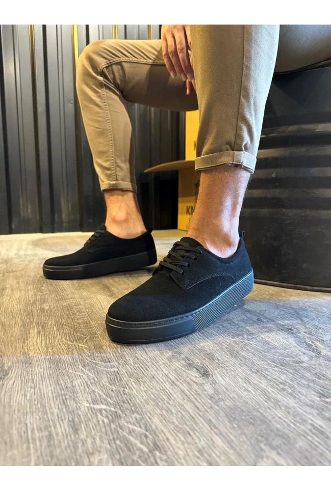 Shoecide Günlük Ayakkabı 077 Siyah Süet (siyah Taban)