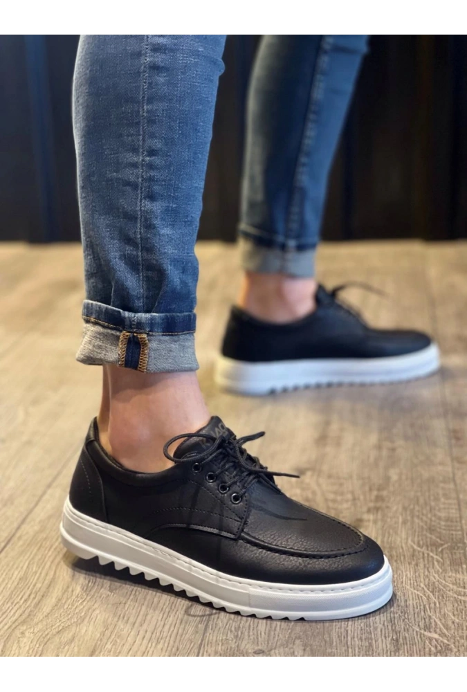 Shoecide Günlük Ayakkabı T12 Siyah (beyaz Taban)