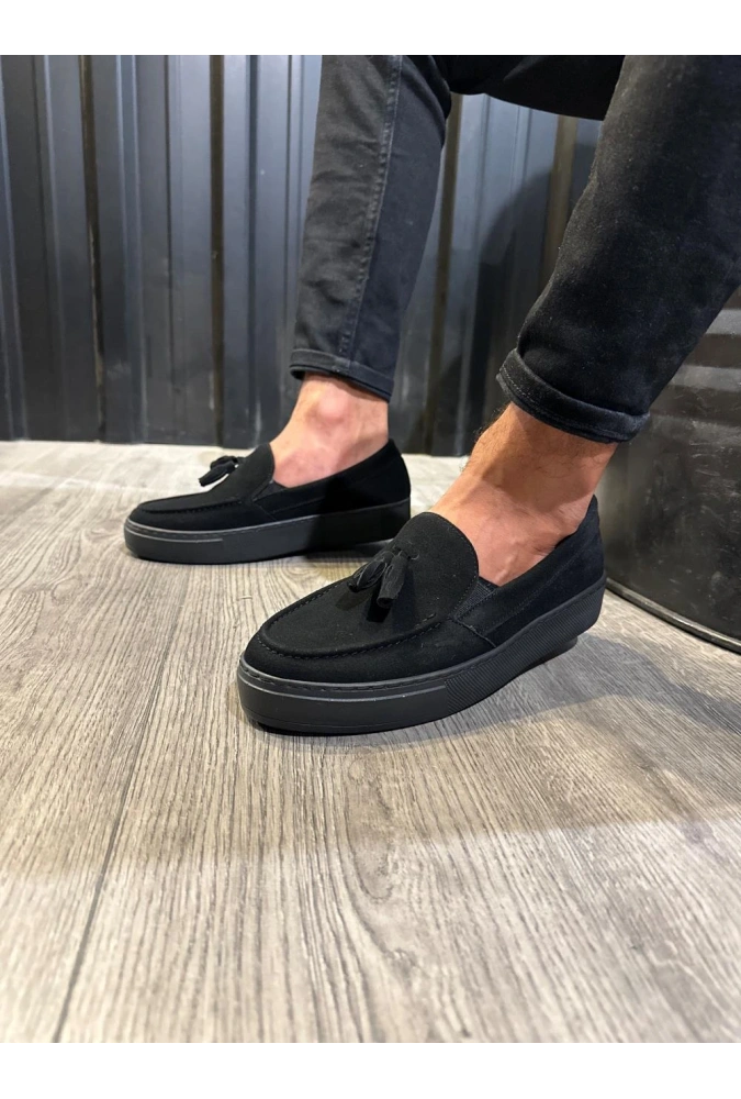 Shoecide Günlük Spor Klasik Ayakkabı 717 Siyah Süet (siyah Taban)