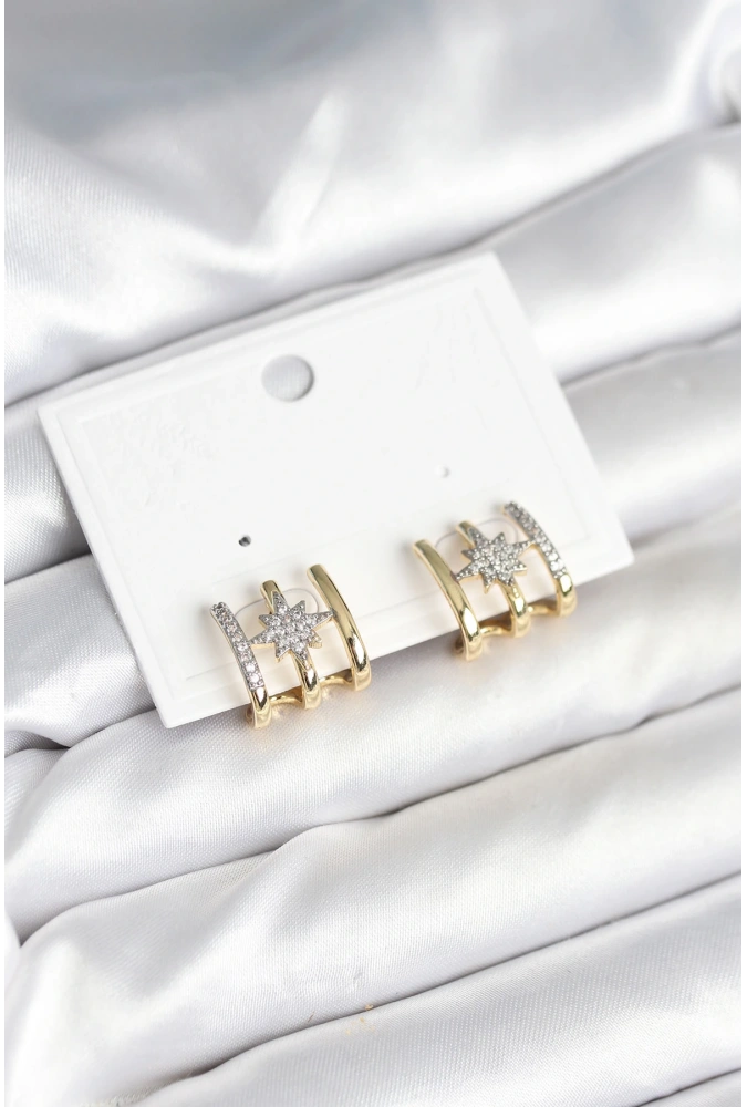 Shoecide Kaburga Model Kutup Yıldızı Detaylı Gold Renk Kadın Küpe