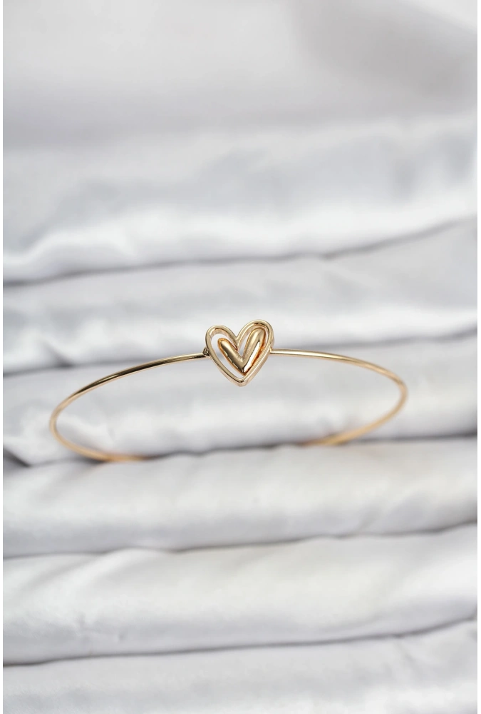 Shoecide Kalp Model Gold Renk Bileklik