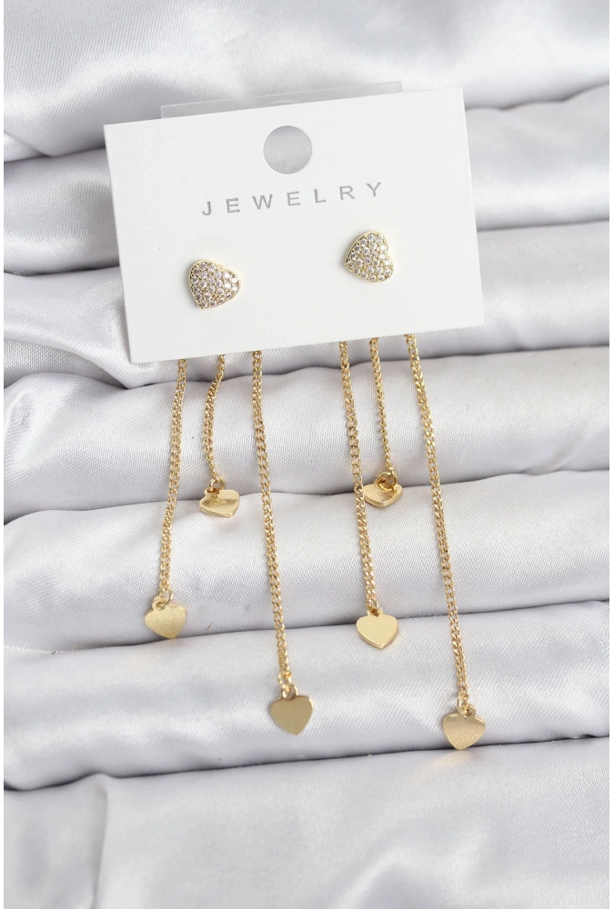 Shoecide Kalp Model Gold Renk Pirinç Sallantılı Kadın Küpe