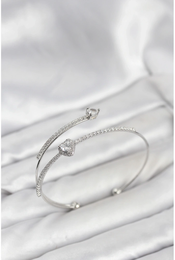 Shoecide Kalp Model Pirinç Gümüş Renk Kadın Bileklik