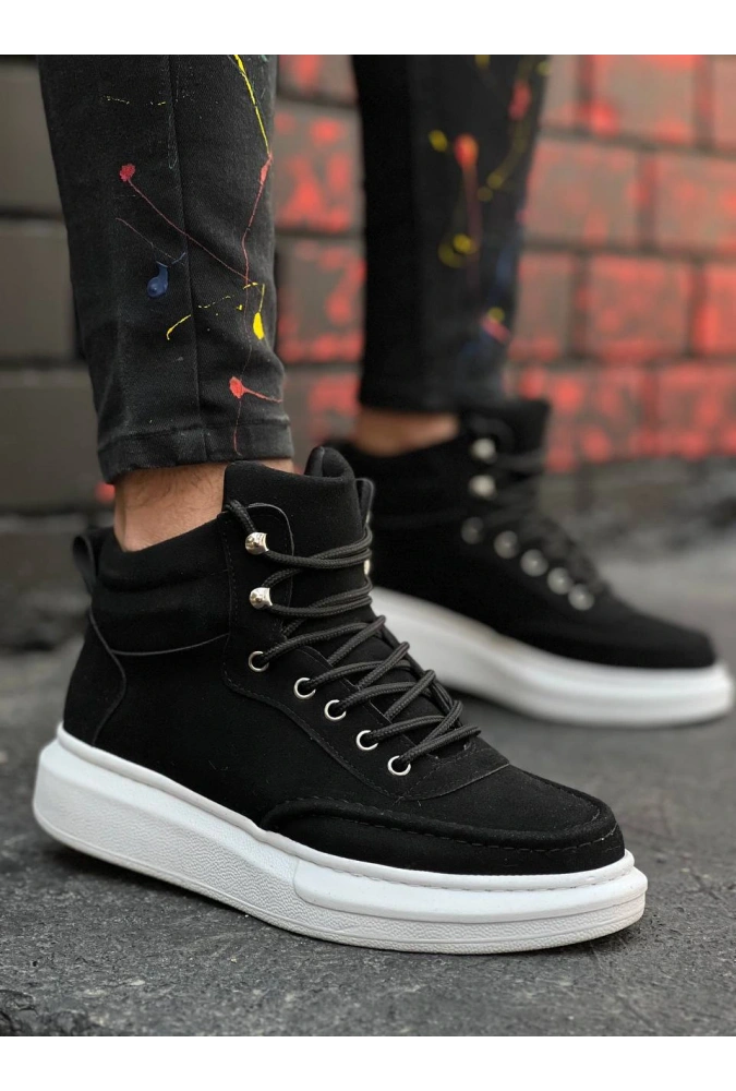 Shoecide Kb-0994 Siyah Süet  Yüksek Taban  Erkek Bilek Bot