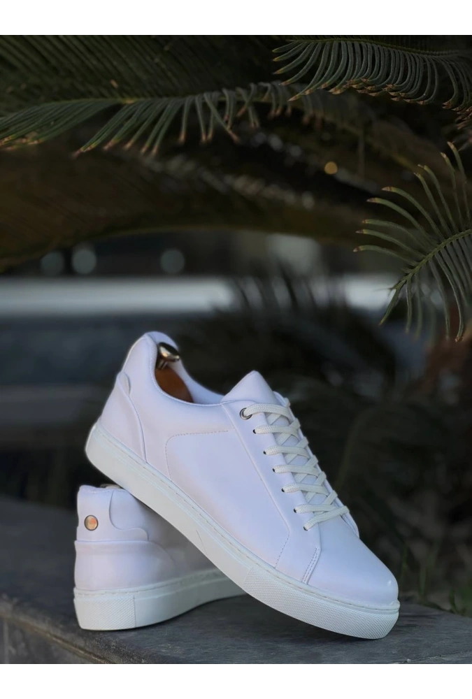 Shoecide Kb-bx1  Beyaz Cilt Yüksek Beyaz Taban Günlük Erkek Ayakkabı