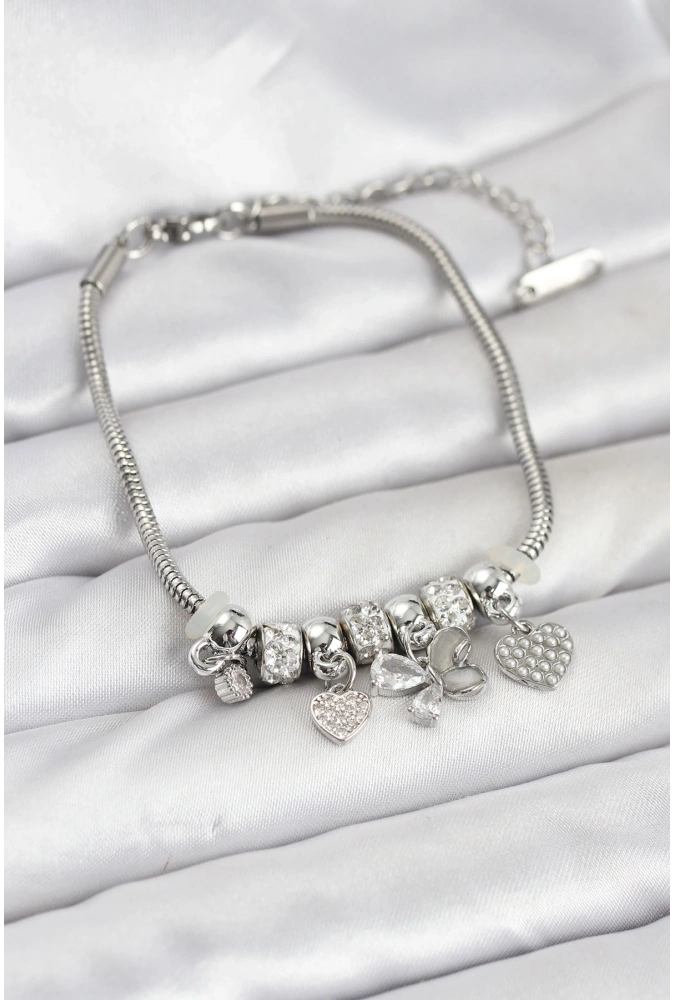 Shoecide Kelebek Charmlı Gümüş Renk Kadın Bileklik