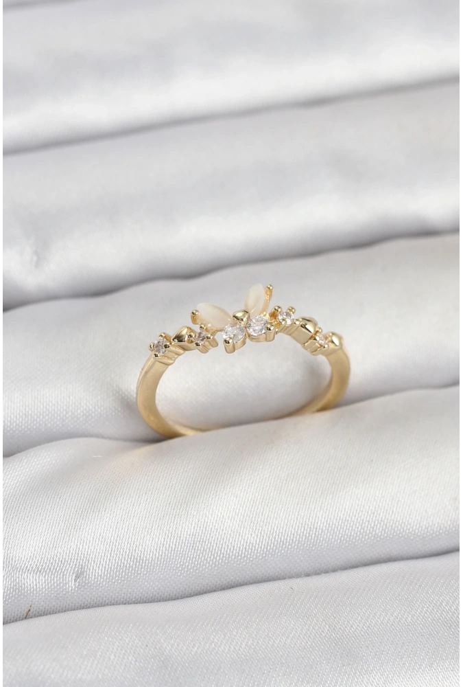 Shoecide Kelebek Model Gold Renk Pirinç Kadın Yüzük