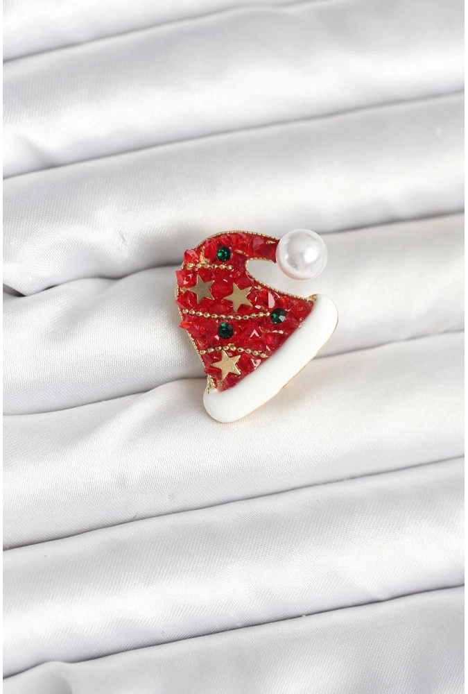 Shoecide Kırmızı Şapka Model Yılbaşı Temalı Broş