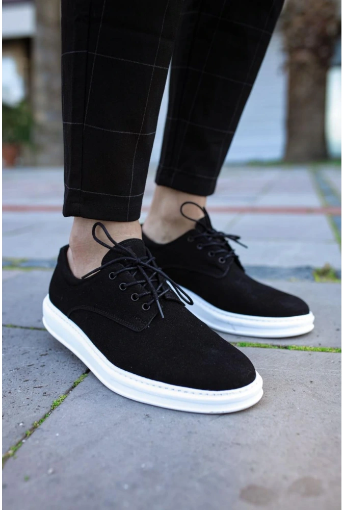 Shoecide Klasik Erkek Ayakkabı 001 Siyah Süet (beyaz Taban)