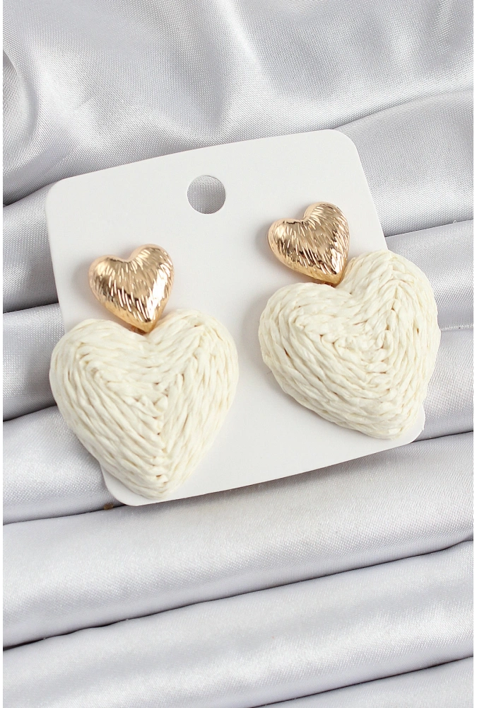 Shoecide Krem Kalp Figürlü Hasır Örgü Model Gold Renk Kadın Küpe