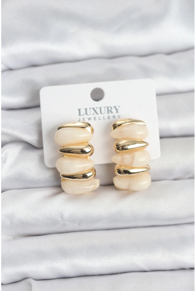 Shoecide Krem Renk Pirinç Vintage Kadın Küpe