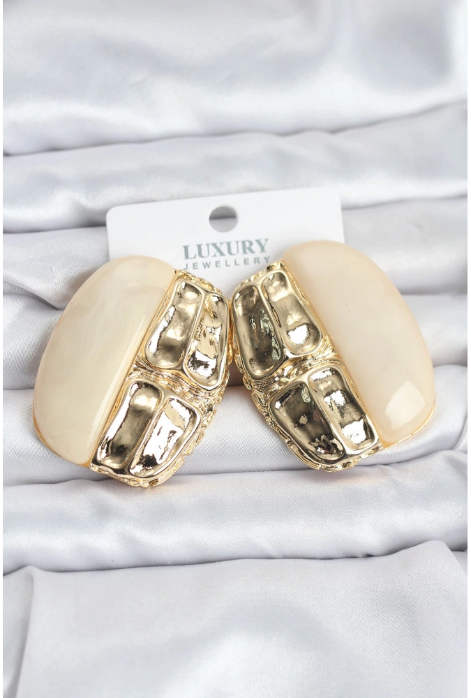 Shoecide Krem Renk Pirinç Vintage Kadın Küpe