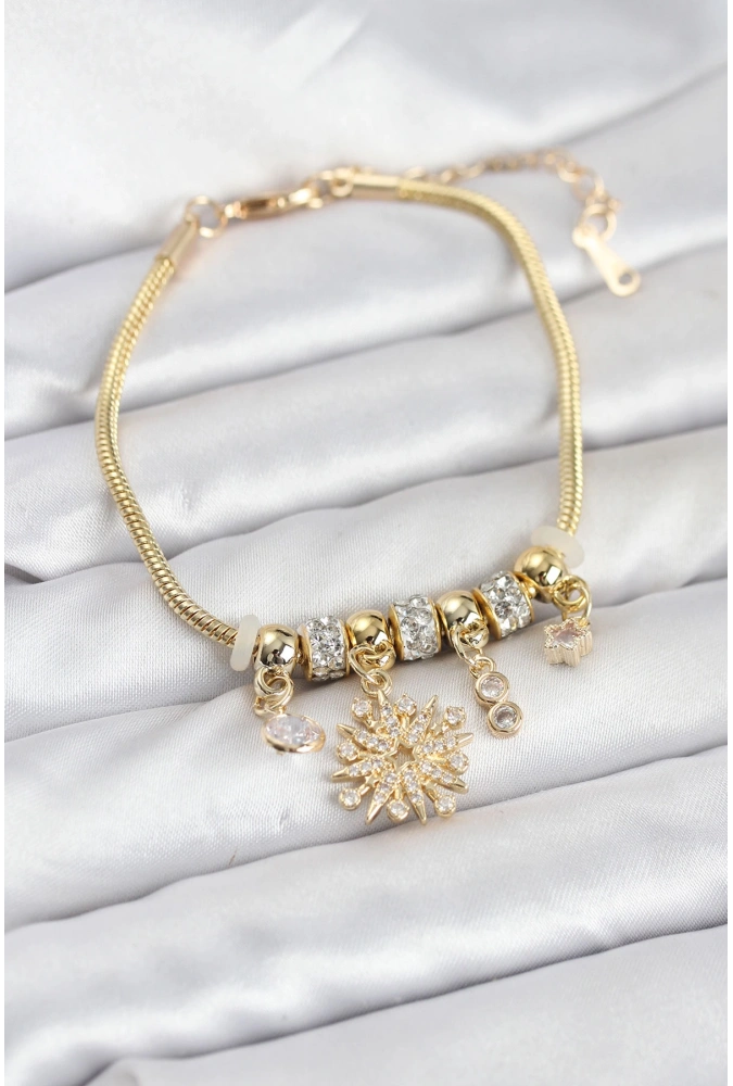 Shoecide Kutup Yıldızı Model Charmlı Gold Renk Kadın Bileklik