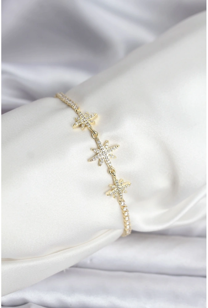 Shoecide Kutup Yıldızı Model Zirkon Taşlı Gold Renk Su Yolu Kadın Bileklik