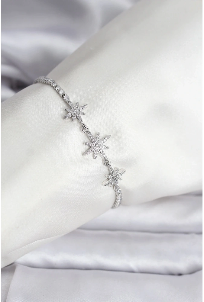 Shoecide Kutup Yıldızı Model Zirkon Taşlı Gümüş Renk Su Yolu Kadın Bileklik