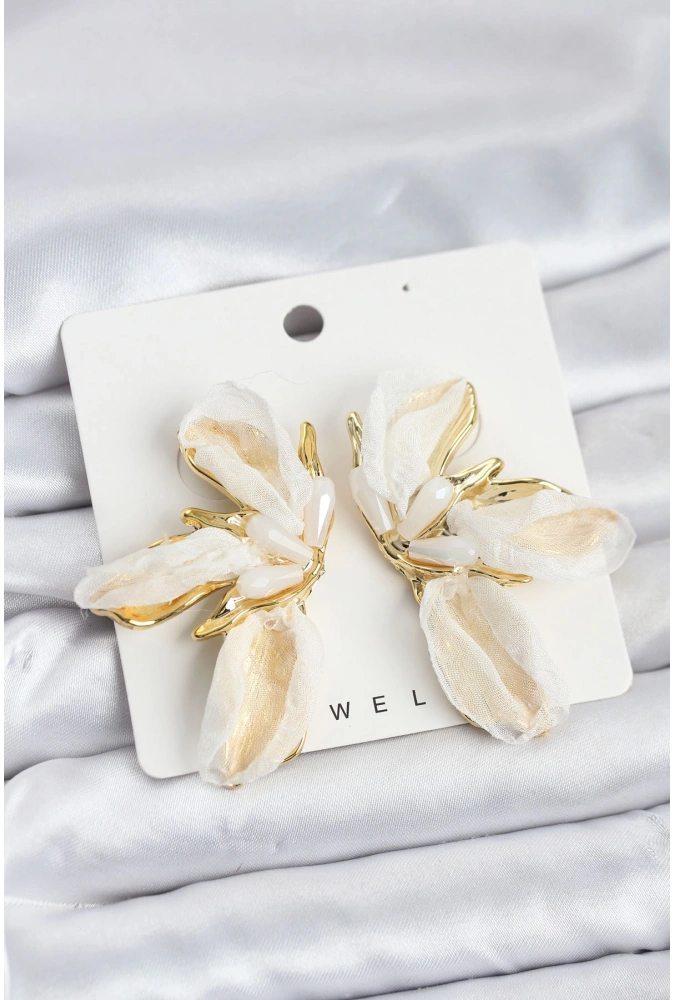 Shoecide Lotus Model Beyaz Renk Tüllü Kadın Küpe