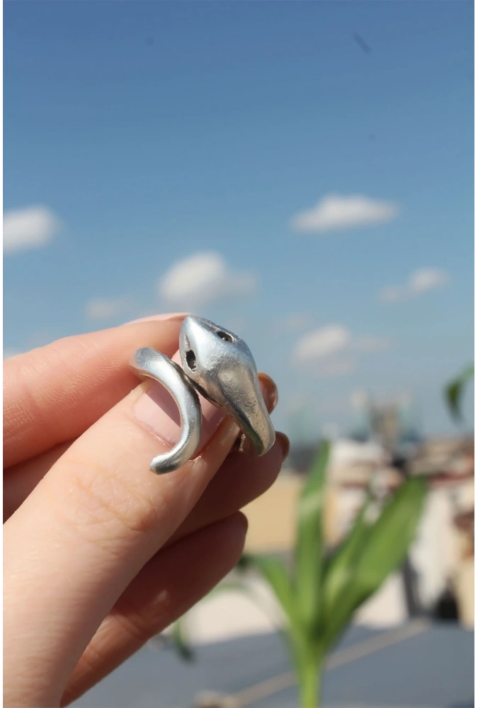 Shoecide Metal Yılan Figürlü Ayarlamalı Antik Yüzük