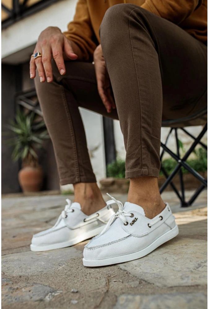 Shoecide Mevsimlik Keten Ayakkabı 008 Beyaz