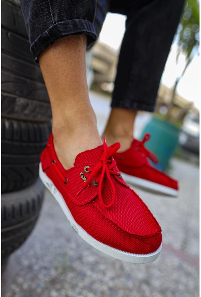 Shoecide Mevsimlik Keten Ayakkabı 008 Kırmızı