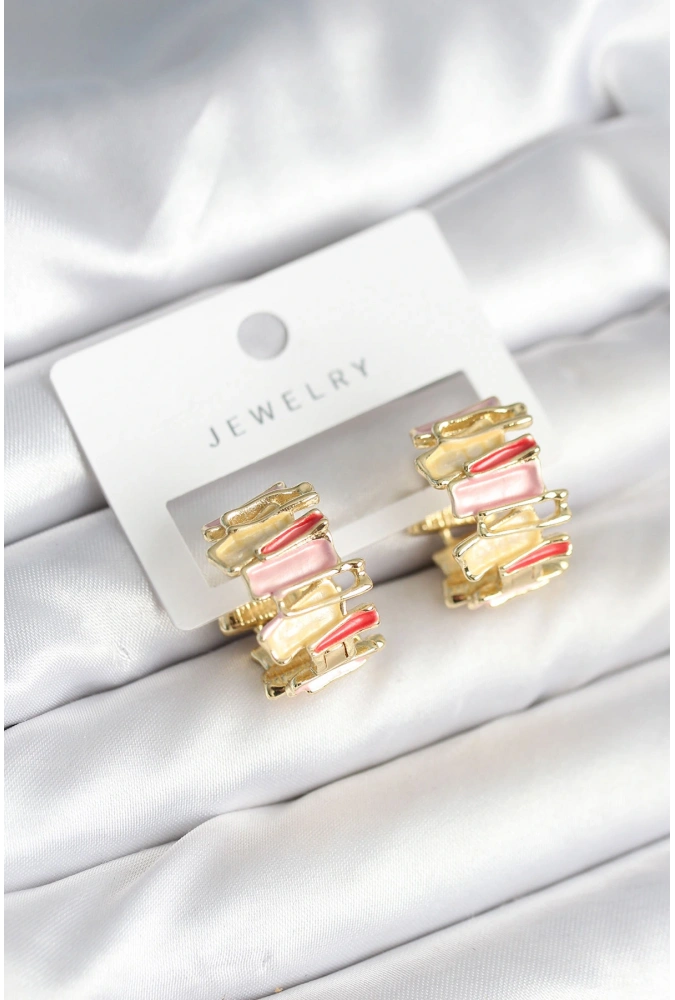 Shoecide Mineli Karışık Renkli Gold Pirinç Kadın Küpe