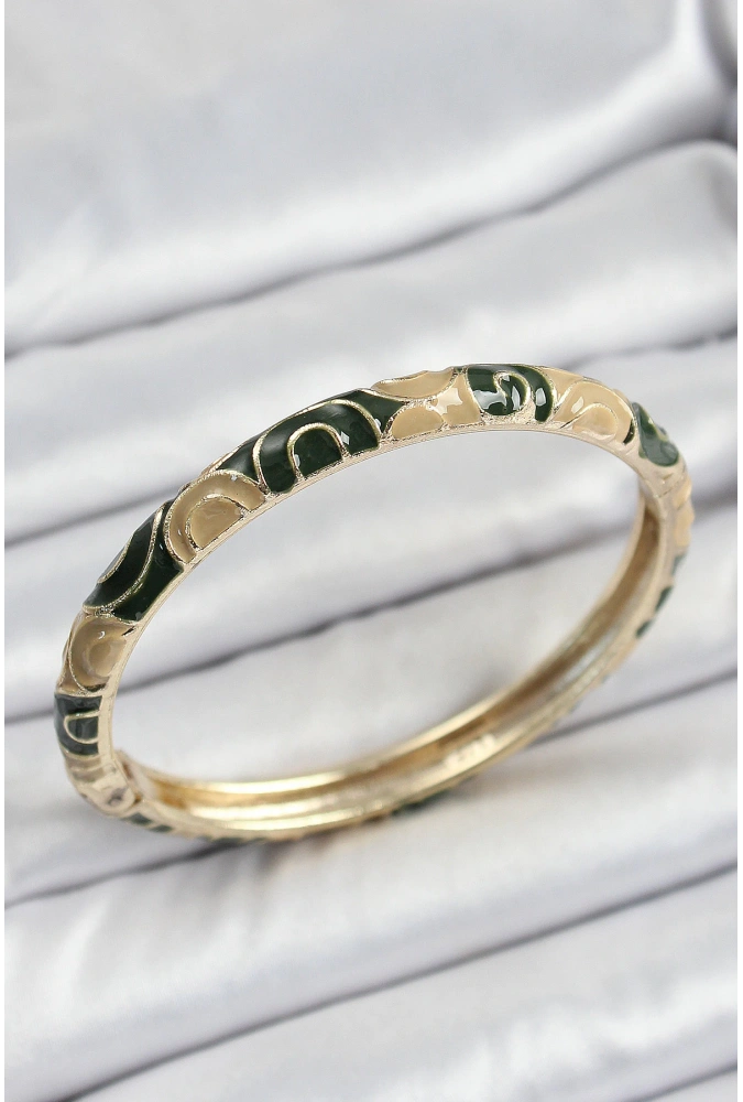 Shoecide Mineli Pirinç Siyah Ve Kahverengi Motifli Kadın Kelepçe