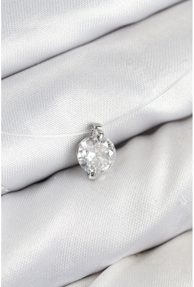 Shoecide Misineli Zirkon Taşlı Model Gümüş Renk Hayalet Kolye