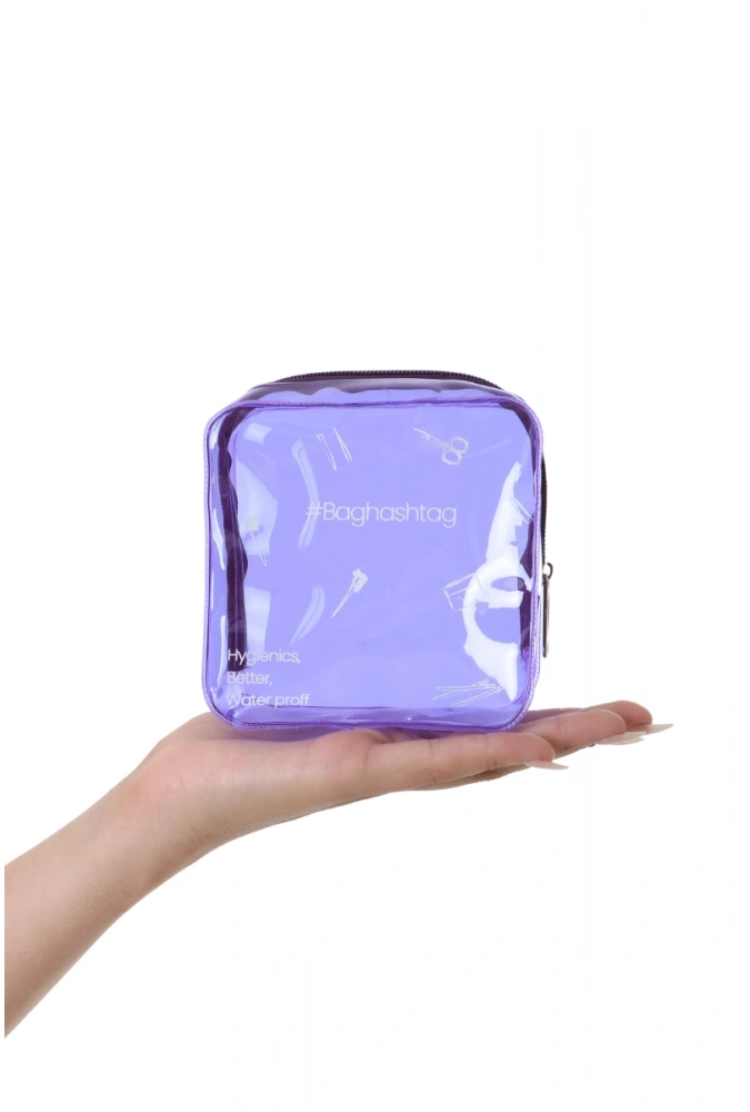 Shoecide Mor Şeffaf Mini Makyaj Çantası