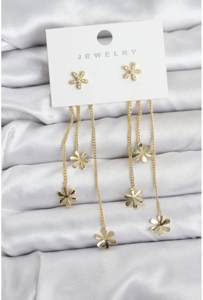 Shoecide Papatya Model Gold Renk Pirinç Sallantılı Kadın Küpe