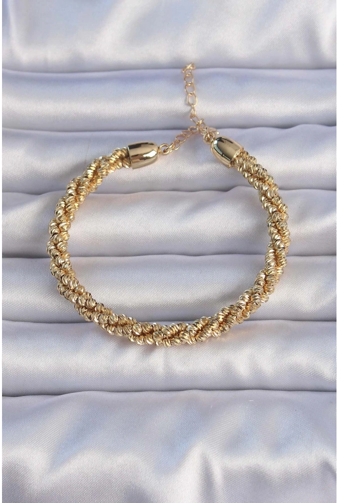 Shoecide Pirinç Altın Renk Sarmal Model Bileklik