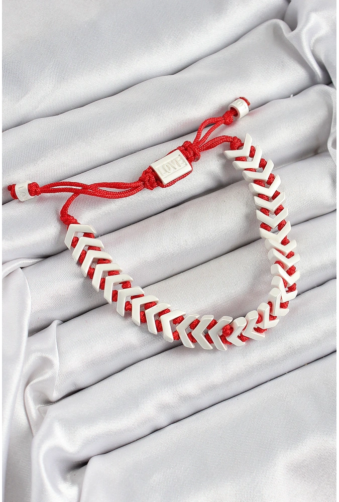 Shoecide Pirinç Asansörlü Kırmızı Beyaz Juju Kadın Bileklik