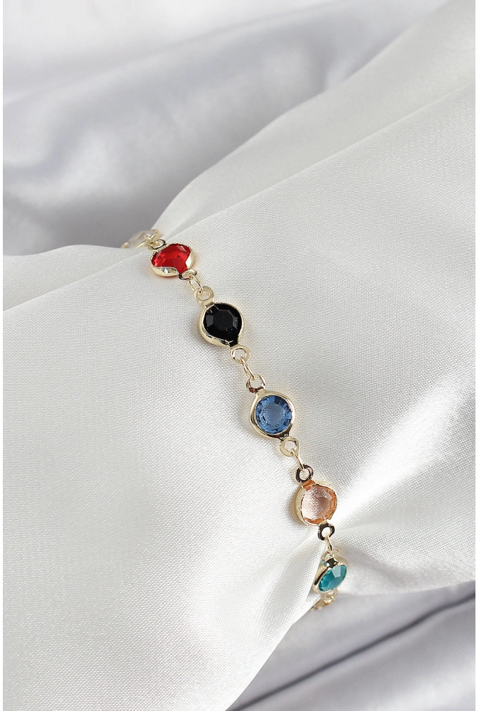 Shoecide Pirinç Asorti Model Gold Renk Zirkon Taşlı Kadın Bileklik