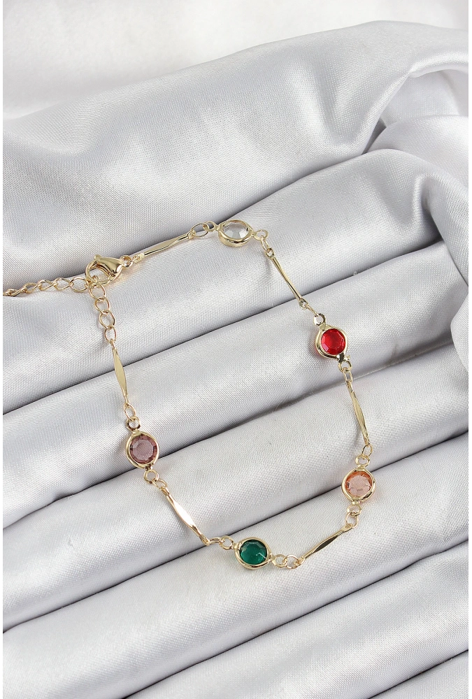 Shoecide Pirinç Asorti Model Gold Renk Zirkon Taşlı Kadın Bileklik