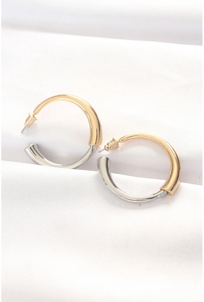 Shoecide Pirinç Çift Renk Halka Küpe