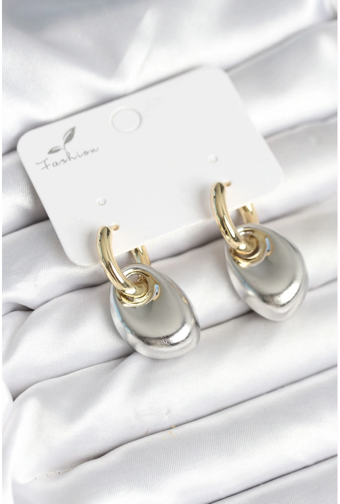 Shoecide Pirinç Damla Model Gümüş Gold Renk Kadın Küpe