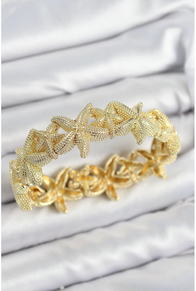 Shoecide Pirinç Deniz Yıldızı Model Gold Renk Lastikli Kadın Bileklik