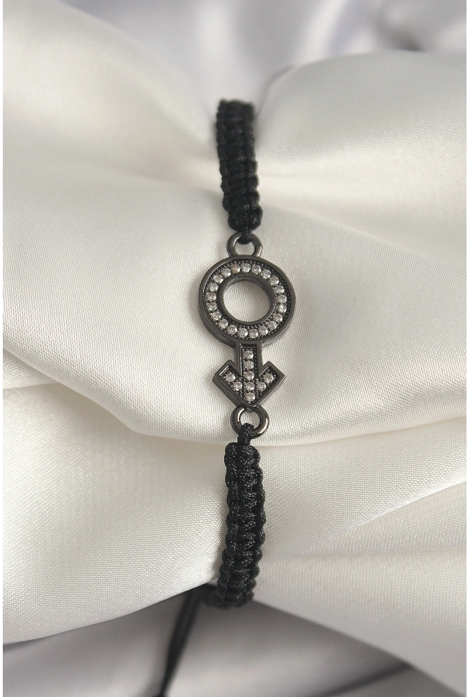 Shoecide Pirinç Füme Renk Zirkon Taşlı Venüs Mars Asansörlü Makrome Model Kadın Bileklik