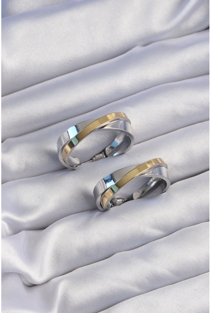 Shoecide Pirinç Gold Gümüş Renkli Halka Küpe