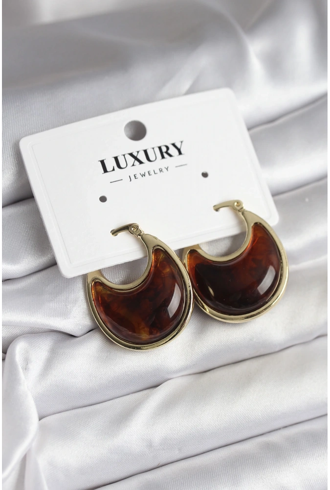 Shoecide Pirinç Gold Kahverengi Renk Vintage Kadın Küpe