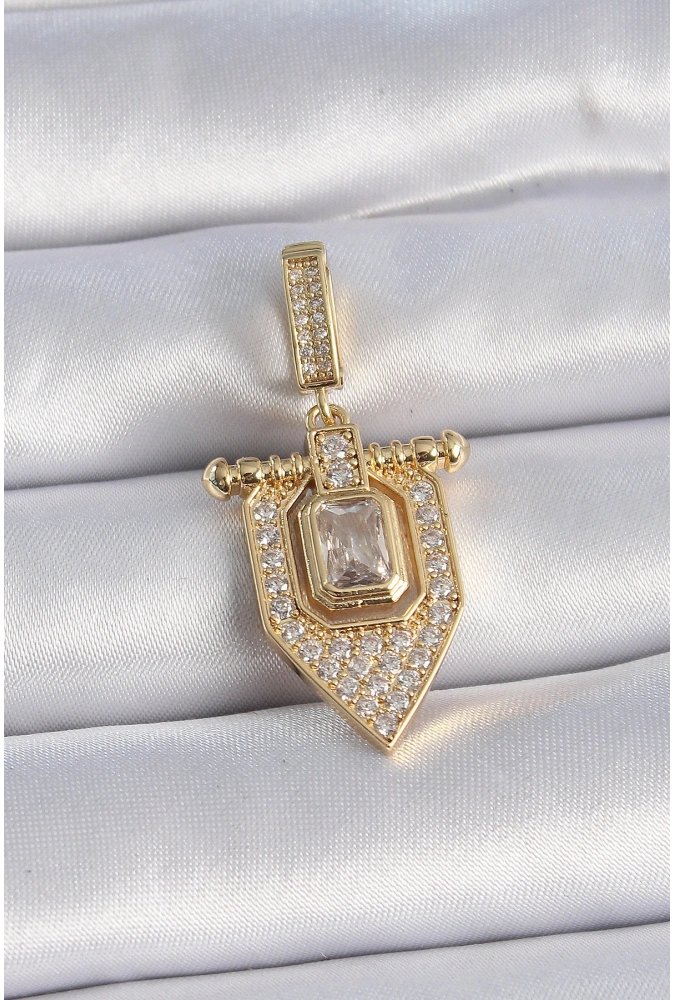 Shoecide Pirinç Gold Renk Baget Zirkon Taşlı Ajda Charm