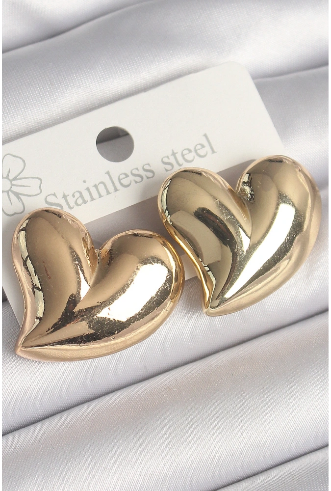 Shoecide Pirinç Gold Renk Bomba Kalp Model Kadın Küpe