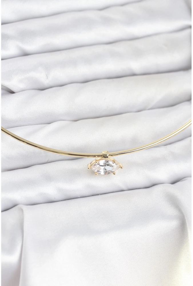 Shoecide Pirinç Gold Renk Choker Model Zirkon Taşlı Kadın Kolye