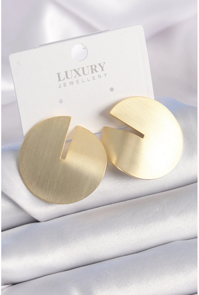 Shoecide Pirinç Gold Renk Daire Plaka Model Kadın Küpe