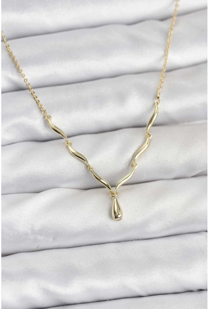 Shoecide Pirinç Gold Renk Damla Model Kadın Kolye